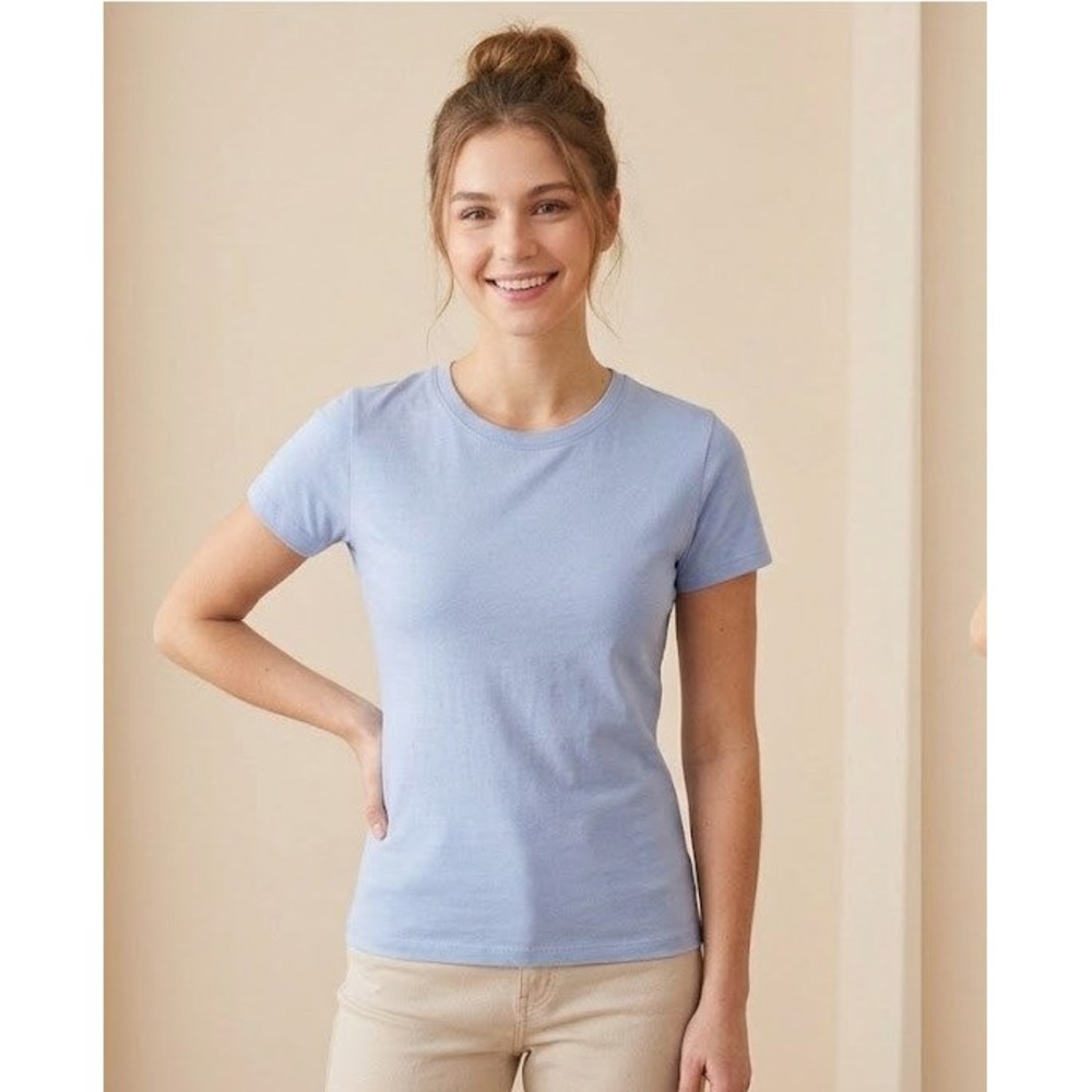Hampton Ridge T-Shirt Women XS Light Blue 100% BCI Cotton Short Sleeve Crewneck